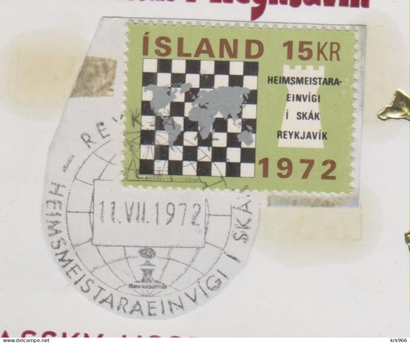 Covers & Documents - ICELAND ¸1972 chess Spassky -Fisher nice